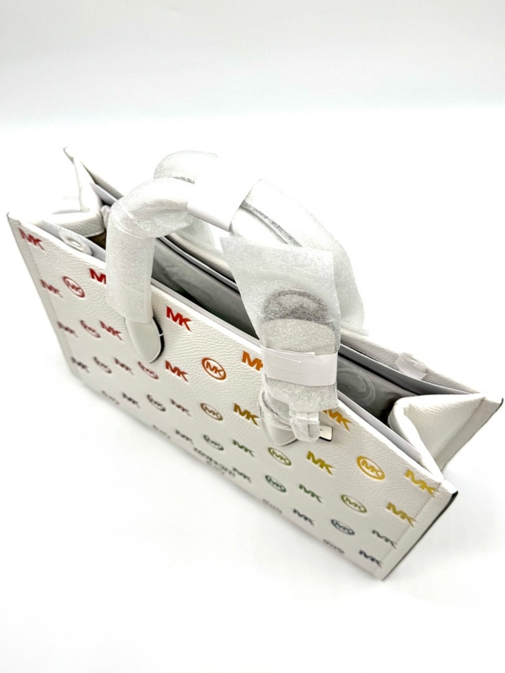 Michael Kors Mirella Medium Rainbow Logo Embossed Tote Bag - Picture 6 of 8